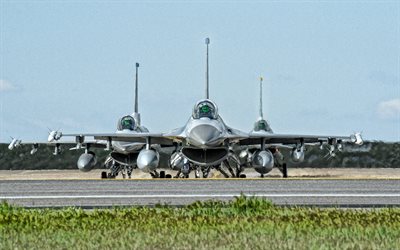 جنرال ديناميكس F-16 Fighting Falcon, F-16, مقاتلة أمريكية, المدرج, مطار, القوات الجوية الأمريكية, الطائرات المقاتلة