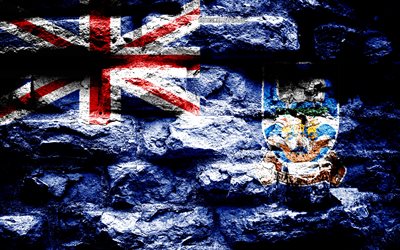 Ilhas malvinas bandeira, grunge textura de tijolos, Bandeira das Ilhas Malvinas, bandeira na parede de tijolos, Ilhas Malvinas, Europa, bandeiras de pa&#237;ses da Am&#233;rica do Norte