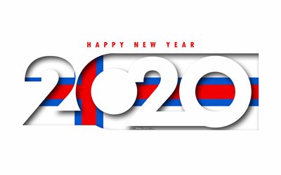 جزر فارو عام 2020, علم جزر فارو, خلفية بيضاء, سنة جديدة سعيدة جزر فارو, الفن 3d, 2020 المفاهيم, جزر فارو العلم, 2020 السنة الجديدة, 2020 جزر فارو العلم