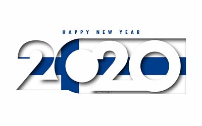 Finl&#226;ndia 2020, Bandeira da Finl&#226;ndia, fundo branco, Feliz Ano Novo Finl&#226;ndia, Arte 3d, 2020 conceitos, Finl&#226;ndia bandeira, 2020 Ano Novo, 2020 Finl&#226;ndia bandeira