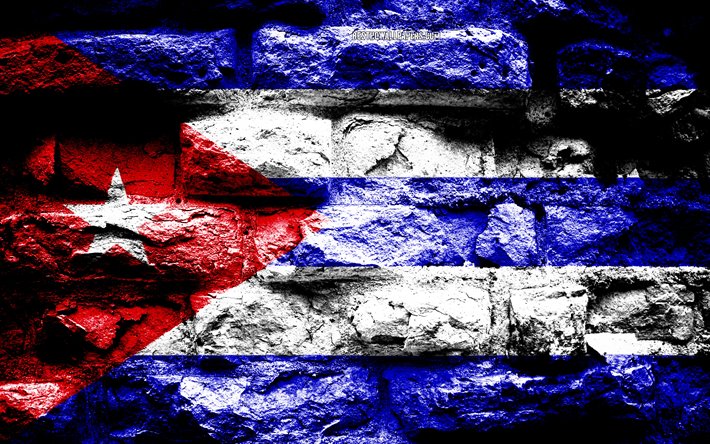 Kuuban lippu, grunge tiili rakenne, Lippu Kuuba, lippu tiili sein&#228;&#228;n, Kuuba, Euroopassa, liput Pohjois-Amerikan maissa
