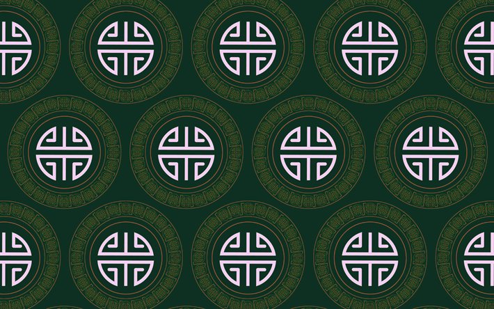 green chinese background, chinese ornaments, 4k, chinese ornament background, chinese patterns, green backgrounds