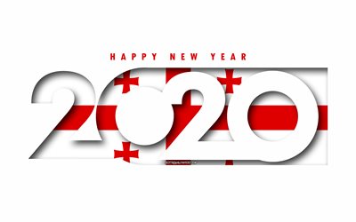 2020 Georgia, G&#252;rcistan, beyaz arka plan, Mutlu Yeni Yıl G&#252;rcistan, 3d sanat Bayrağı, 2020 kavramlar, G&#252;rcistan bayrağı, 2020 Yeni Yıl, 2020 G&#252;rcistan bayrağı
