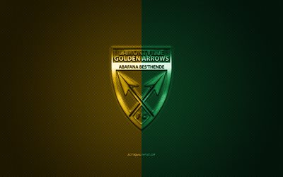 Lamontville Flechas Douradas FC, Sul-Africano de clubes de futebol, Sul-Africano Premier Divis&#227;o, amarelo verde logotipo, amarelo verde de fibra de carbono de fundo, futebol, Durban, &#193;frica Do Sul, Flechas douradas FC logotipo