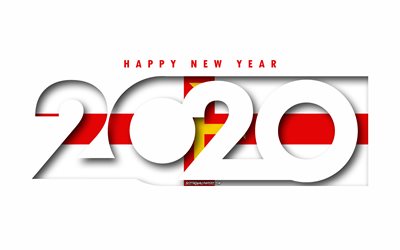 Guernsey 2020, Flag of Guernsey, white background, Happy New Year Guernsey, 3d art, 2020 concepts, Guernsey flag, 2020 New Year, 2020 Guernsey flag