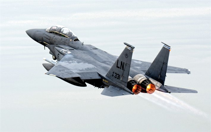 McDonnell Douglas F-15 Eagle, US Air Force, amerikkalainen taistelija, F-15, ilma-aluksen lentoonl&#228;ht&#246;&#228;, lentomelun, USA, YHDYSVALTAIN Armeija
