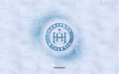 Hartford Athletic logotyp, Amerikansk fotboll club, vintern begrepp, USL, Hartford Athletic ice logotyp, sn&#246; konsistens, Hartford, Connecticut, USA, sn&#246; bakgrund, Hartford Athletic, fotboll