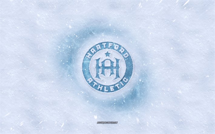 Hartford Athl&#233;tique logo, American club de soccer d&#39;hiver, concepts, LSU, Hartford Athl&#233;tique logo de la glace, de la neige texture, Hartford, Connecticut, etats-unis, la neige fond, Hartford de l&#39;Athl&#233;tisme, du football