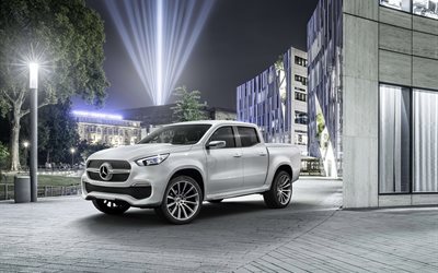 Mercedes-Benz Classe X Pickup Concetto, notte, 2016, Suv, pick-up, bianco mercedes