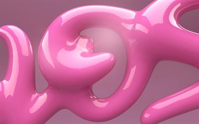 4k, art, 3d waves, creative, pink background