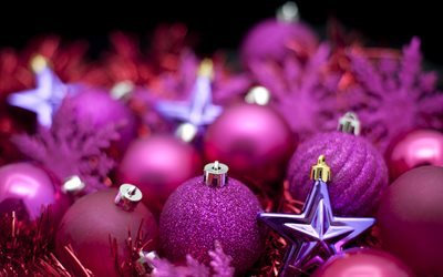New Year, christmas decorations, balls, stars, Christmas