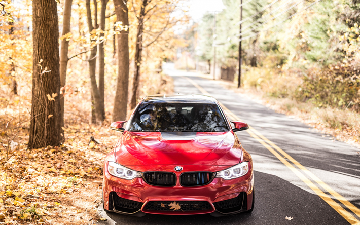 BMW M4, 2018, front view, red M4, German cars, F82, BMW