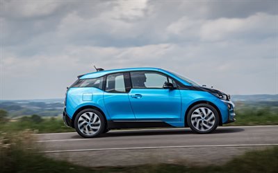 BMW i3, 2017, elektrikli araba, kompakt hatchback, mavi i3, yeni arabalar, 4k, BMW