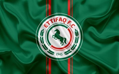 Al-Ettifaq FC, 4K, Saudi Football Club, logo, emblem, Saudi Professional League, football, Ed Dammam, Saudi Arabia, silk texture