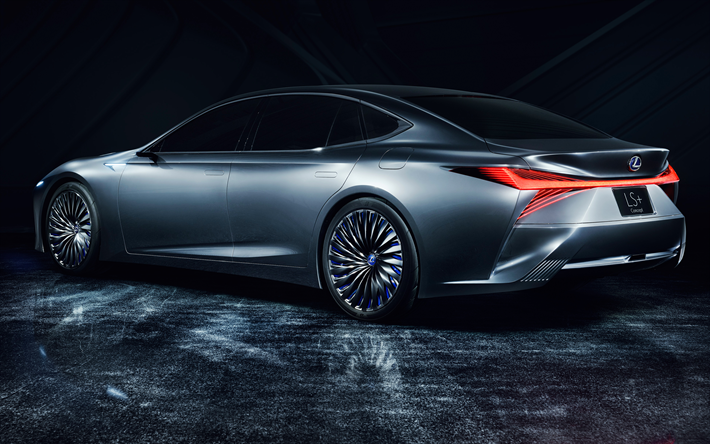Lexus LS+ Concept, 2018, rear view, new hp, luxury sedan, 4k, Japanese cars, Lexus