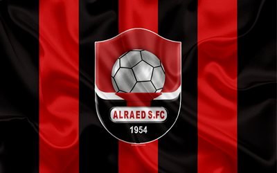 Al-Raed FC, 4K, Saudi Football Club, logo, emblem, Saudi Professional League, football, Buraydah, Saudi Arabia, silk texture