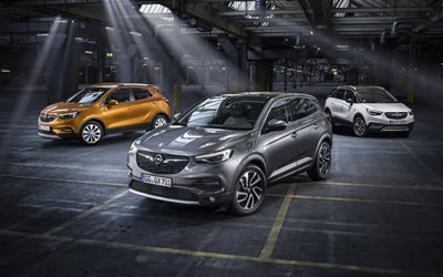 Opel Mokka X, 4k, Opel Grandland X, 2018 arabalar, Opel Crossland X, ge&#231;itler, Opel