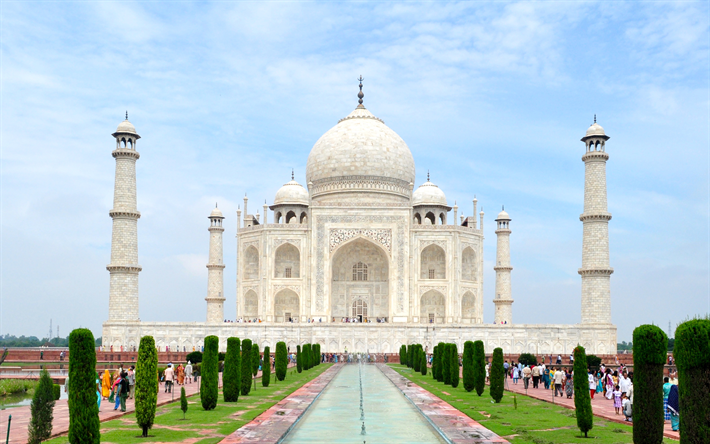 Taj Mahal, 4k, Intian n&#228;ht&#228;vyydet, mausoleumi-moskeija, Agra, Intia, Intian varaukset
