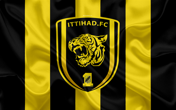Al-Ittihad FC, 4K, arabie Saoudite, club de football, logo, embl&#232;me, Saudi Professional League, football, Jeddah, en Arabie Saoudite, la texture de la soie