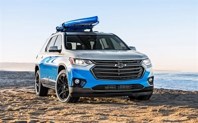 Chevrolet Traverse, 2017, SUP Concept, new SUV, American cars, car on the beach, Chevrolet