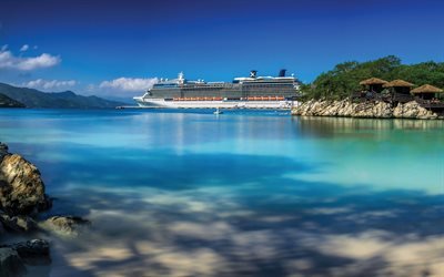 Celebrity Silhouette, 4k, cruise ship, bay, paradise, Celebrity Cruises