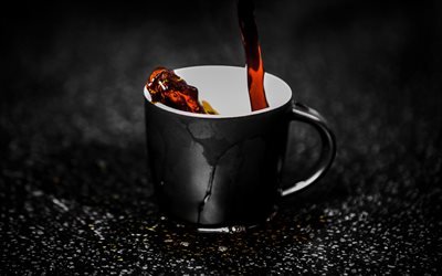 tasse de caf&#233;, de pulv&#233;risation, de caf&#233;, de pr&#232;s, le matin, une tasse