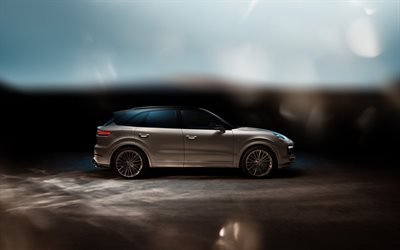 Porsche Cayenne, Turbo, 2018, TechArt, luxury SUV, side view, tuning Cayenne, new bronze Cayenne, german cars, Porsche