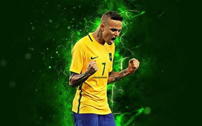 Luan Vieira, joy, Brazil National Team, forward, football, soccer, Luan, abstract art, neon lights, Brazilian football team