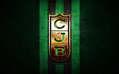 Joventut Badalona, logo dorato, ACB, sfondo metallo verde, squadra spagnola di basket, logo Joventut Badalona, basket, Club Joventut Badalona