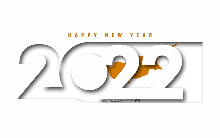 Mutlu Yıllar 2022 Kıbrıs, beyaz arka plan, Kıbrıs 2022, Kıbrıs 2022 Yeni Yıl, 2022 kavramlar, Kıbrıs