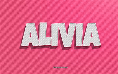 Alivia, sfondo linee rosa, sfondi con nomi, nome Alivia, nomi femminili, biglietto di auguri Alivia, line art, foto con nome Alivia