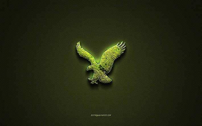 American Eagle Outfitters logosu, yeşil yaratıcı logo, &#231;i&#231;ek sanatı logosu, American Eagle Outfitters amblemi, yeşil karbon fiber doku, American Eagle Outfitters, yaratıcı sanat