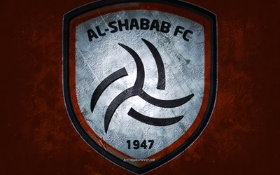 Al Shabab FC, equipo de f&#250;tbol de Arabia Saudita, fondo naranja, logotipo de Al Shabab FC, arte grunge, Saudi Pro League, Riyadh, f&#250;tbol, Arabia Saudita, emblema de Al Shabab FC