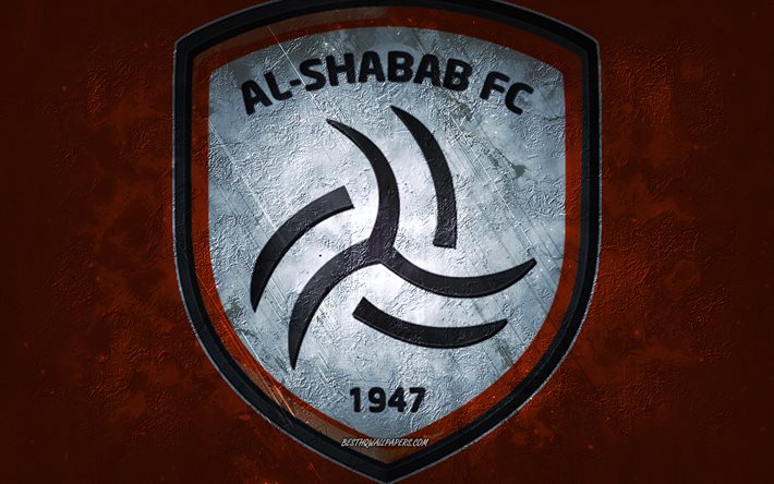 Al Shabab FC, &#233;quipe de football d&#39;Arabie saoudite, fond orange, logo Al Shabab FC, art grunge, Saudi Pro League, Riyad, football, Arabie saoudite, embl&#232;me Al Shabab FC