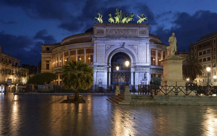 演劇のポリテアマ広場, Ruggero Settimoスクエア, パレルモ, シチリア島, イタリア