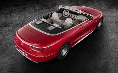 Mercedes-Maybach S650 Cabriolet, 2017, convertible, red luxury Mercedes, white interior