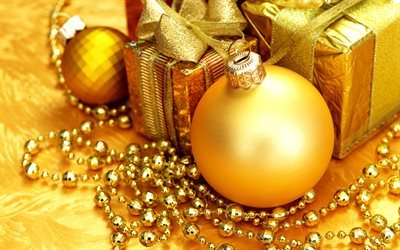Christmas, Christmas decoration, gold christmas balls, xmas