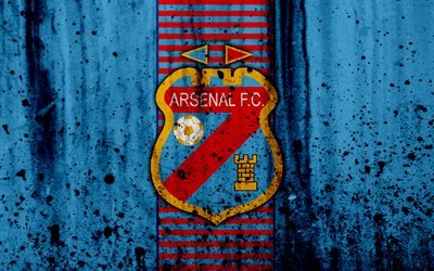 4k, FC Arsenal Sarandi, grunge, Superliga, calcio, Argentina, logo, Arsenal Sarandi, football club, pietra, texture, Arsenal Sarandi FC