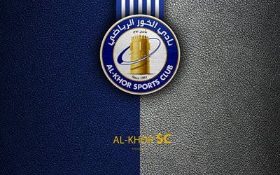 Al Khor SC, 4k, Qatar futebol clube, textura de couro, logo, A Qatar Stars League, Doha, Catar, Premier League, Q-League