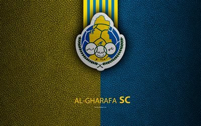 Al-Gharafa SC, 4k, Qatar football club, yellow blue leather texture, Al-Gharafa logo, Qatar Stars League, Doha, Qatar, Premier League, Q-League