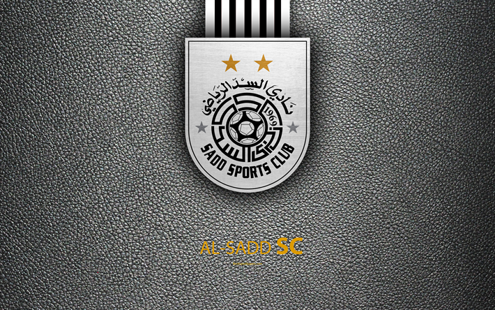 Al-Sadd SC, 4k, Qatar jalkapallo club, valkoinen nahka rakenne, logo, Qatar Stars League, Al Surullinen, Doha, Qatar, Premier League, K-League