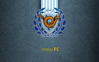 Daegu FC, 4k, logo, G&#252;ney Kore Futbol Kul&#252;b&#252;, K-League Classic, deri dokusu, amblem, Daegu, G&#252;ney Kore Futbol Şampiyonası