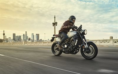 Yamaha XSR900, 4k, ratsastaja, 2017 polkupy&#246;r&#228;&#228;, tie, superbike, Yamaha