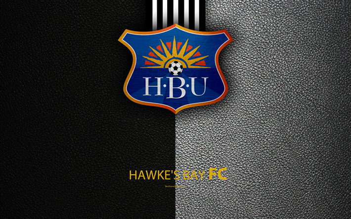Hawkes Bay United FC, 4K, New Zealand Football Club, logo, emblem, ISPS Handa Premiership, leather texture, Napier, New Zealand, NZFC, OFC, Oceania