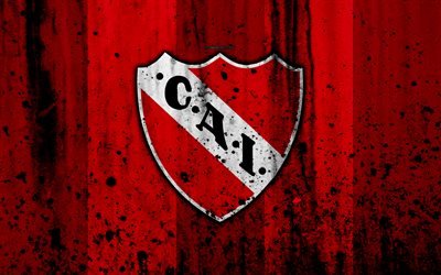 4k, FC Independiente, grunge, Superliga, soccer, Argentina, logo, Independiente, football club, stone texture, Independiente FC