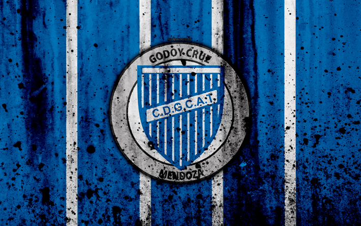 4k, FC Godoy Cruz, grunge, Superliga, futbol, Arjantin, logo, Godoy Cruz, Futbol Kul&#252;b&#252;, taş doku, Godoy Cruz FC