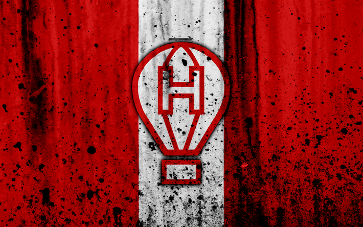 4k, le FC Huracan, grunge, Superliga, le football, l&#39;Argentine, le logo, la Huracan, le club de football de la pierre, de la texture, de la Huracan FC