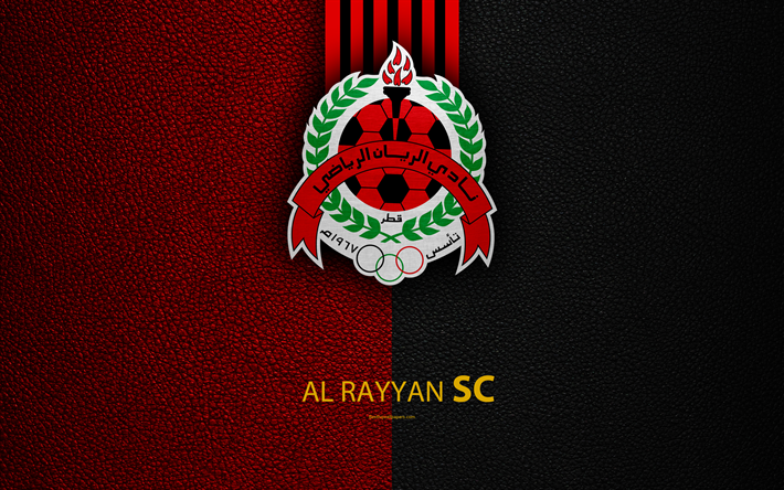 Al Rayyan SC, 4k, Qatar futebol clube, textura de couro, Al Rayyan logotipo, A Qatar Stars League, Al Triste, Riyan, Catar, Premier League, Q-League