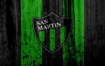 4k, O FC San Martin, grunge, Superliga, futebol, Argentina, logo, San Martin, clube de futebol, textura de pedra, San Martin FC