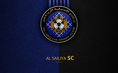 Al Sailiya SC, 4k, la Qatar football club, le cuir de texture, Al Sailiya logo, Qatar Stars League, Doha, Qatar, Premier League, Q-Ligue